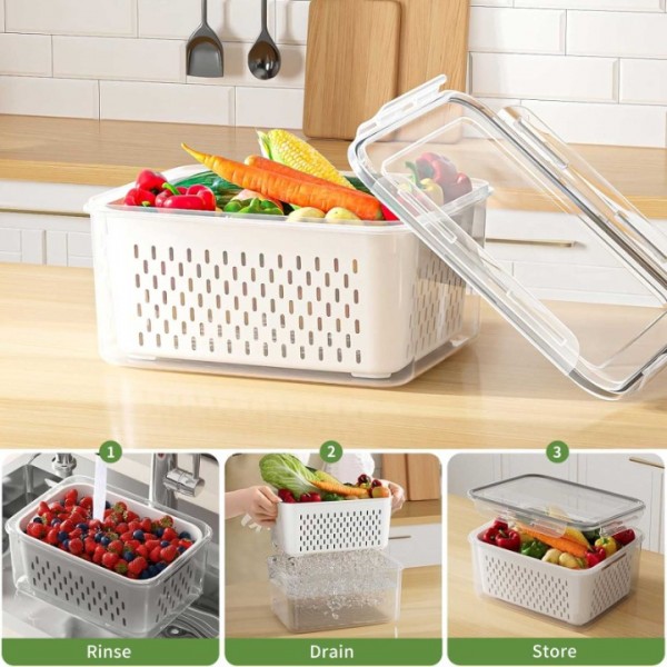 stusgo 3 PCS Double Decker Fruit Storage Container...
