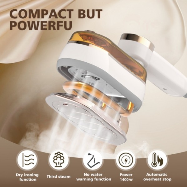 stusgo Garment Steamer Iron-1400W,2-IN-1 Mini Steamer for Clothes Travel Size for Clothes Steamer with LED Screen,Mini Iron for Clothes, Portable Ironing Machine for Home Appliance & Travel (white)