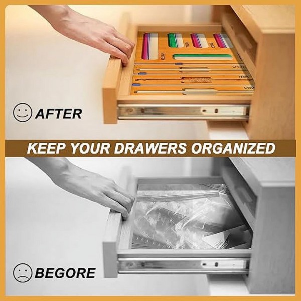 stusgo 9-in-1 Bamboo Foil and Plastic Wrap Organizer，Suitable for cling film, aluminium foil, baking parchment and Wax Paper。Can also be Turned Into Foil and Plastic Wrap Organizer Wall Mount