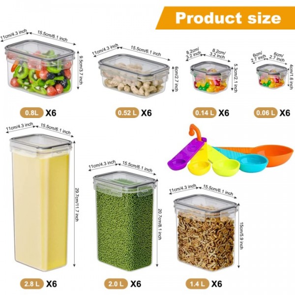 stusgo 42 Pcs Airtight Food Storage Containers Set with Lids, BPA Free Clear Pantry Canister for Kitchen and Pantry Organization,Plastic Canisters for Cereal, Dry Food and Sugar,Includes 50 Labels