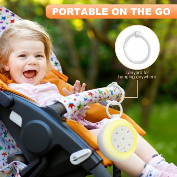 stusgo White Noise Machine - 24 Natural Soothing Sounds and 7 Color Night Light, Portable Sound Machine with 3 Timer Settings for Home, Travel and Fitness Use