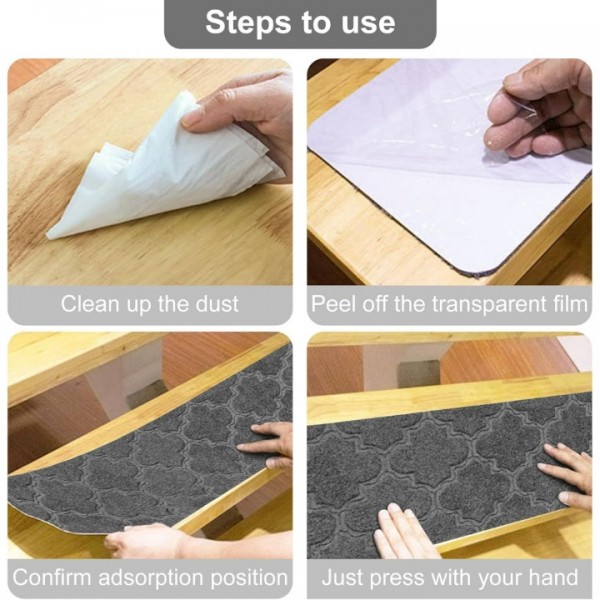 stusgo 15pcs Non Slip Carpet Stair Treads, 30*8 Inches Stair Runner for Wooden Steps Indoor, Stair Carpet Treads for Kids Elders, Elderly, Dogs, Adhesive Adsorption for Enhanced Grip(Gray)