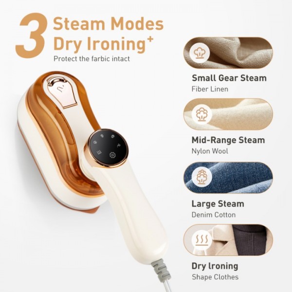 stusgo Garment Steamer Iron-1400W,2-IN-1 Mini Steamer for Clothes Travel Size for Clothes Steamer with LED Screen,Mini Iron for Clothes, Portable Ironing Machine for Home Appliance & Travel (white)
