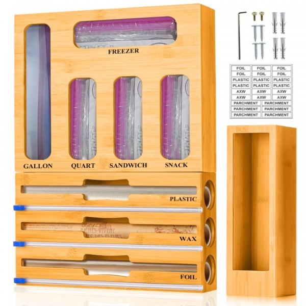 stusgo 9-in-1 Bamboo Foil and Plastic Wrap Organiz...