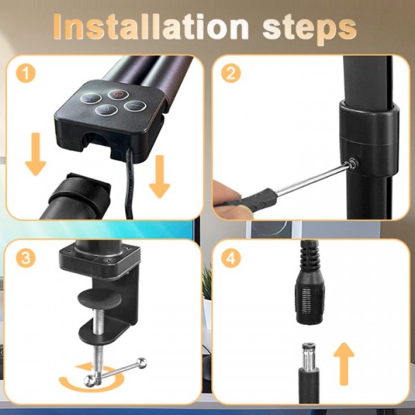 stusgo Best Desk Lights for Home Office，360 Adjustable Eye Office Desk Lamps for Home Office，5 Colors 25 Different Light Modes Home Office Light, Double Head Desk Lamp with AU Plug and Clamp