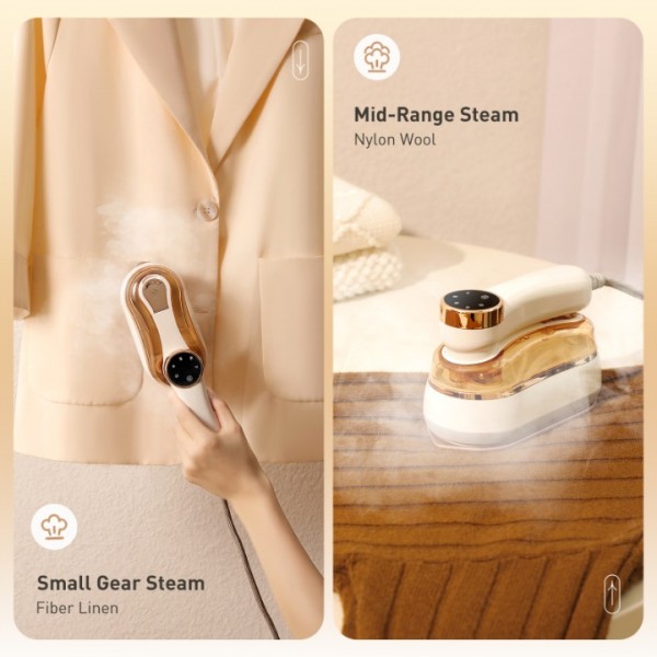 stusgo Garment Steamer Iron-1400W,2-IN-1 Mini Steamer for Clothes Travel Size for Clothes Steamer with LED Screen,Mini Iron for Clothes, Portable Ironing Machine for Home Appliance & Travel (white)