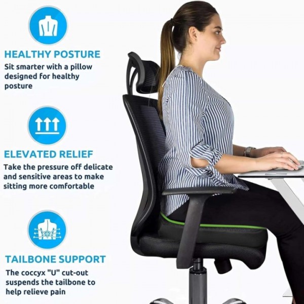 stusgo Donut Pillow for Tailbone Pain, Memory Foam Pain Relief Donut Seat Cushion, Hemorrhoid Pillows for Sitting, Donut Cushion for Postpartum Pregnancy, Back, Coccyx, Sciatica Support Pad, Black