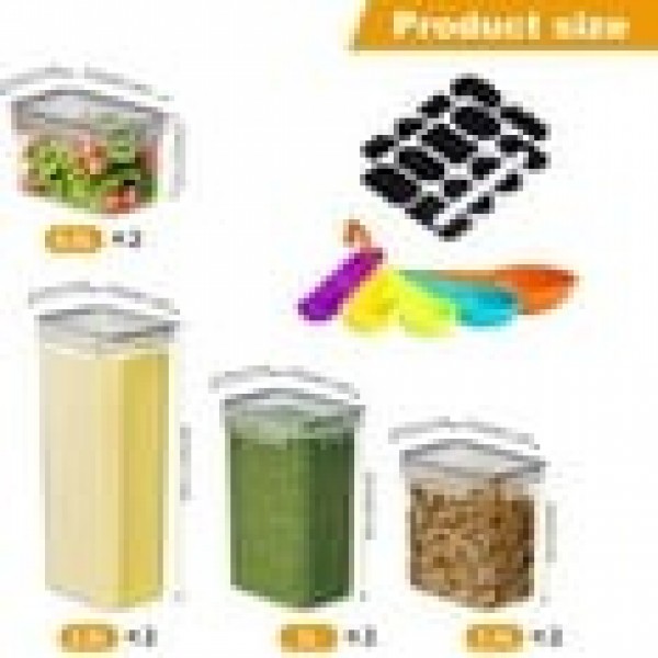 stusgo 8 Pack Airtight Food Storage Containers with Lids, BPA Free Clear Pantry Storage Container for Kitchen Food Pantry Organizers and Storage, Plastic Pantry Organiser for Cereal,Flour and Sugar