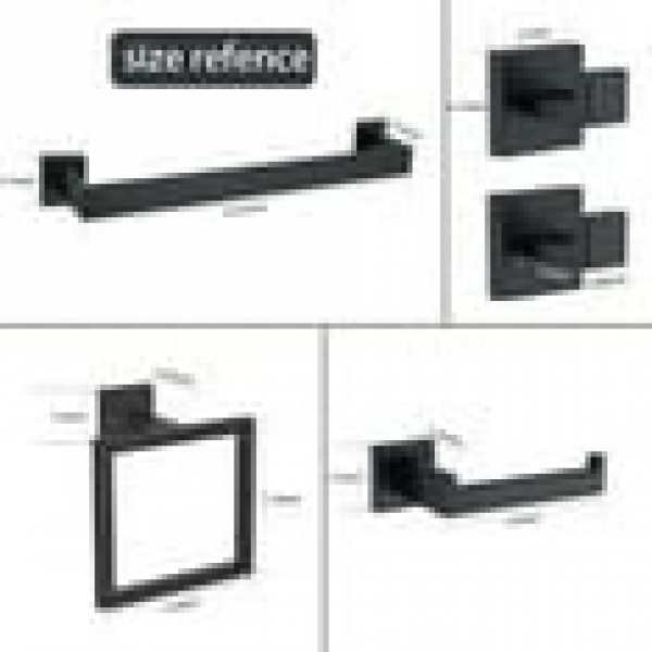 Stusgo 5-Piece Matte Black Bathroom Hardware Set - 304 Stainless Steel Bathroom Towel Holder Set