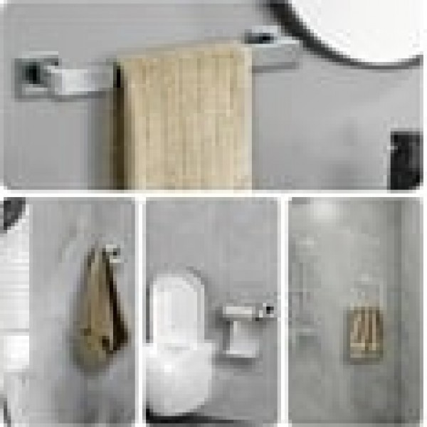 Stusgo 10-Piece Square Bathroom Hardware Set（Silver）