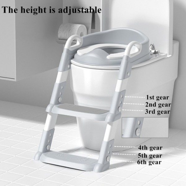 stusgo Potty Training Seat with Step Stool Ladder, Potty Training Toilet for Kids Boys Girls,Comfortable Safe Potty Seat with Anti-Slip Pads Folding Ladder(Grey)