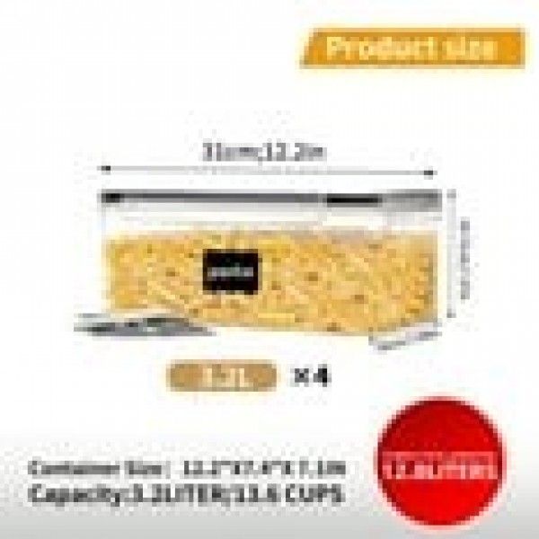 stusgo 3.2L/113OZ Pasta Containers, 4 Pcs Plastic Spaghetti Container for Long Noodles with Labelling Paper, Measuring Spoons、Pen