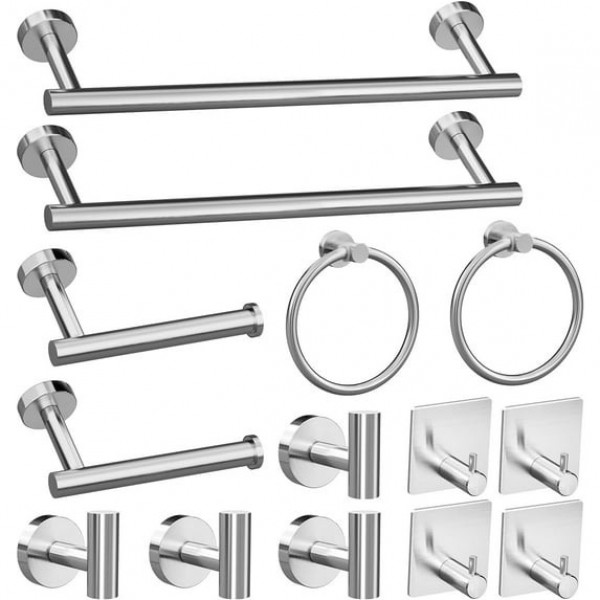 14-Piece, Stainless Steel Bathroom Hardware Set Ma...