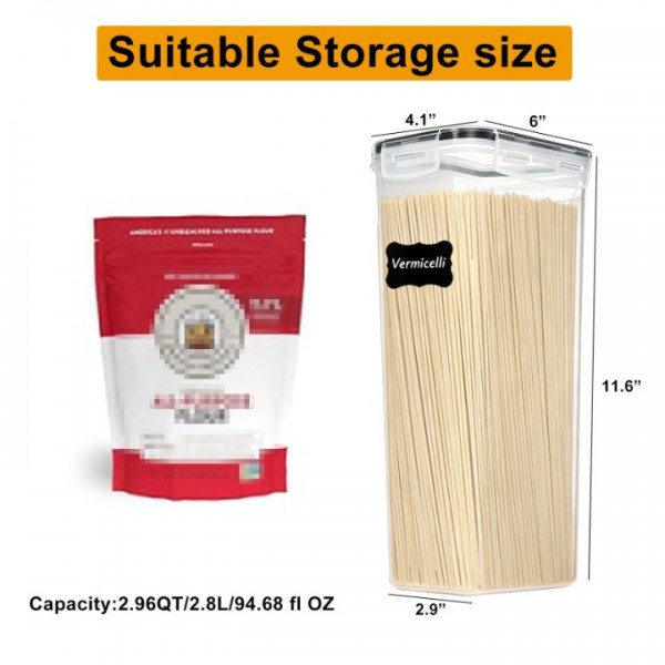 stusgo 6 Pcs 2.8L Airtight Food Storage Containers Set with Lids, Includes Spoons, Labels and a Pen