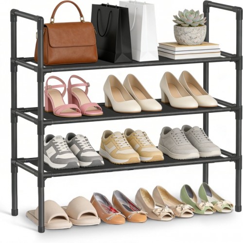 stusgo Shoe Rack for Closet, 3 Tier Shoe Organizer...