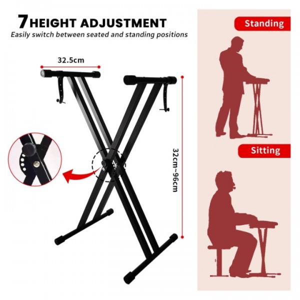 stusgo keyboard stand and bench, Adjustable Digital Piano Stand with Locking Chain-Large