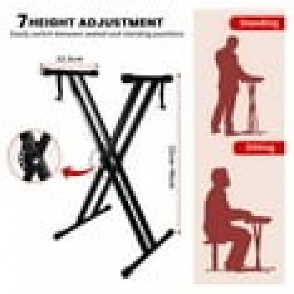 stusgo Piano Keyboard Stand, X-shaped Adjustable and Portable Digital Piano Stand with Locking Chain