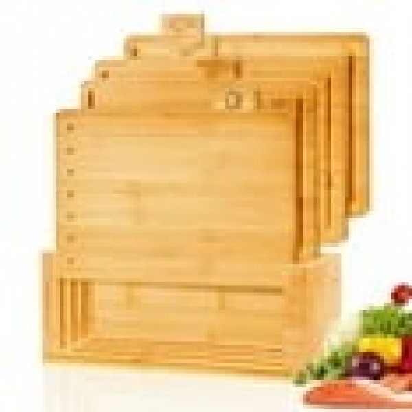 stusgo Bamboo Cutting Board Set with Stand,32cm 4 ...