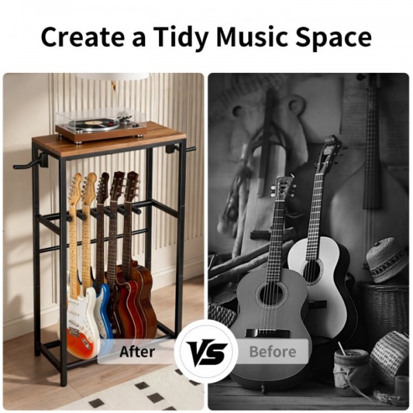 stusgo Multi Guitar Rack,Multi Instrument Guitar Stand for 7 Guitars,Guitars Display Rack with 2 Guitar Holders for Home,Stage,Studio, Black