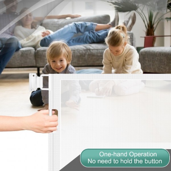 stusgo Durable Portable fence white Mesh Baby Gate/ Dog Gate, Extra Wide Safety Gates 35" Tall, Extends up to 118" for Doorways, Stairs, Hallways, Banisters Indoor and Outdoor