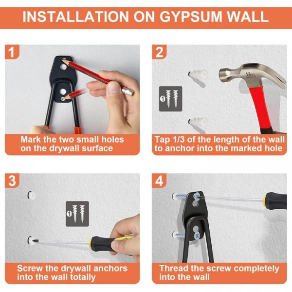 stusgo 4 Pack Garage Hooks Heavy Duty, Wall Mount Tool Organizer for Hanging Garden Tools, Ladders and Bulky Items (Orange)