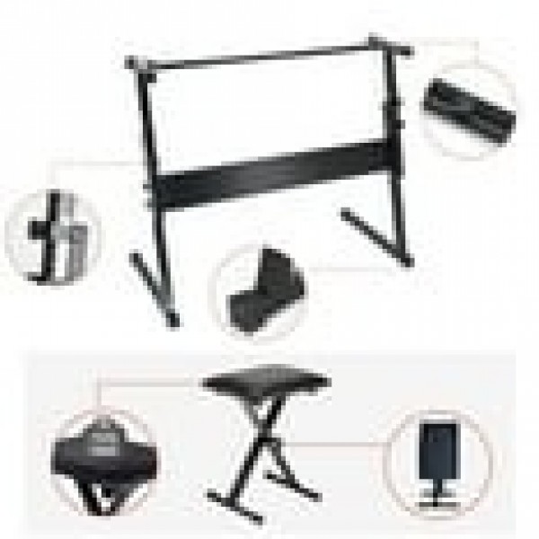stusgo Z-shaped keyboard stand and bench, Adjustable Digital Piano Stand with Locking Chain