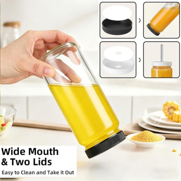 stusgo 16Oz Glass Bottles with Lids,BPA Free,Clear Glass Water Bottles with Stainless Steel Leak Proof Lids for Home, Office,Gym & Outdoors.Includes 2* straw and 1*cleaning brush.