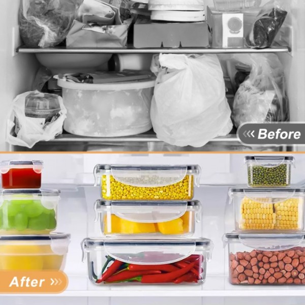 stusgo 22 Pack Food Storage Container Set, Lunch Boxes with Leak Proof Lids Airtight,BPA-Free Clear Plastic Storage Containers for Home & Kitchen Organization with Labels & Pen