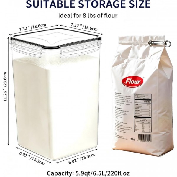 stusgo 2 Pcs 6.5L / 220 oz Large Food Storage Containers，Includes Spoons, Labels and a Pen