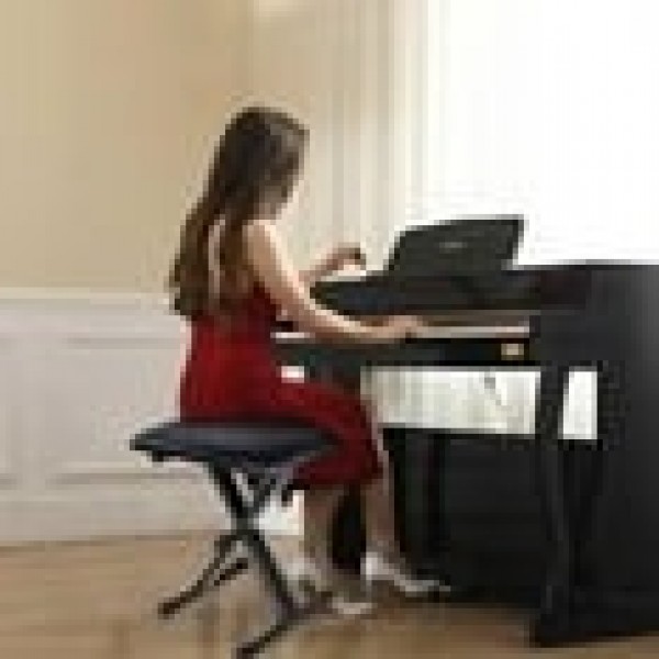 stusgo Z-shaped keyboard stand and bench, Adjustable Digital Piano Stand with Locking Chain