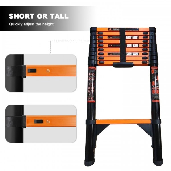 stusgo 12.8FT Telescoping Ladders, 3.9M Carbon Steel Extension Ladder, Heavy Duty 330lbs Capacity