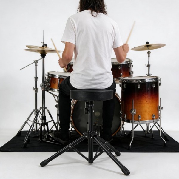 stusgo Drum Throne Heavy Duty - 49.5-61.5cm Height Adjustable, Padded Seat Drummer Stool