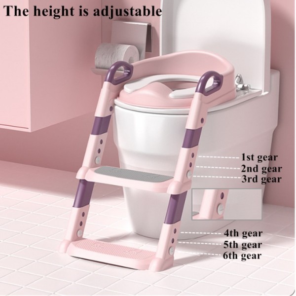stusgo Potty Training Seat with Step Stool Ladder, Potty Training Toilet for Kids Boys Girls,Comfortable Safe Potty Seat with Anti-Slip Pads Folding Ladder(Pink)