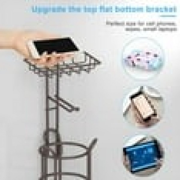 stusgo Inserted Tube Upgraded Toilet Paper Holder Free Standing, Paper Roll Dispenser with Top Storage Shelf for Bathroom-Bronze