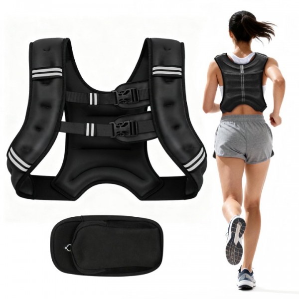 stusgo Adjustable Weighted Vests, 5kg Strength Training Weight Vests with Detachable Phone Pouch for Workout Vest