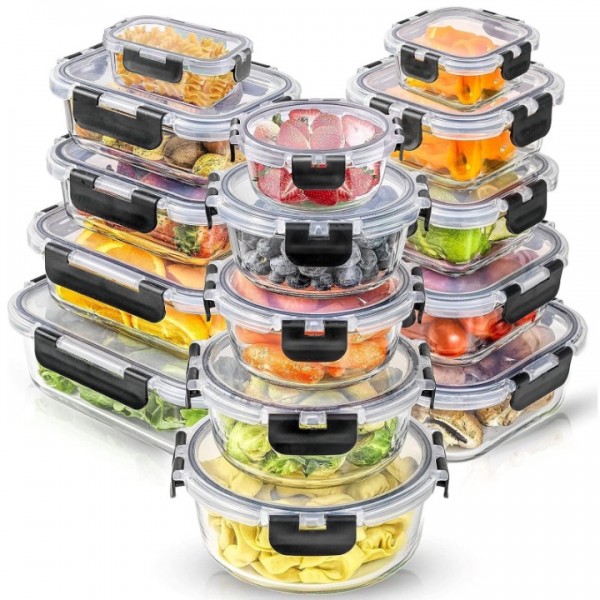 stusgo 30 Pack Glass Food Storage Containers with ...