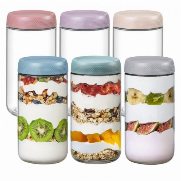 stusgo 6 Pack 24 Oz Glass Overnight Oats Container...