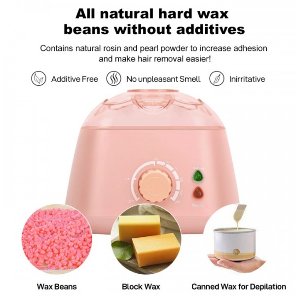 stusgo Pink Wax Melt Warmer Kit for Women Men Hair Removal,Waxing Kit with Wax Beans