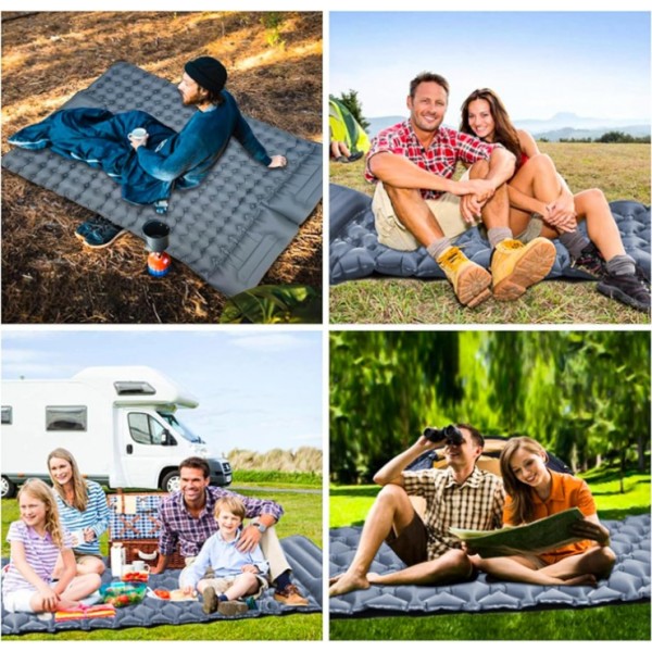 Camping Sleeping Pad,10cm Thick Sleeping Air Mattress with Pillow,Self Inflating Camping Sleeping,Compact Camping Mattress Pad Built-in Foot Pump for Backpacking, Hiking, Traveling (Double)