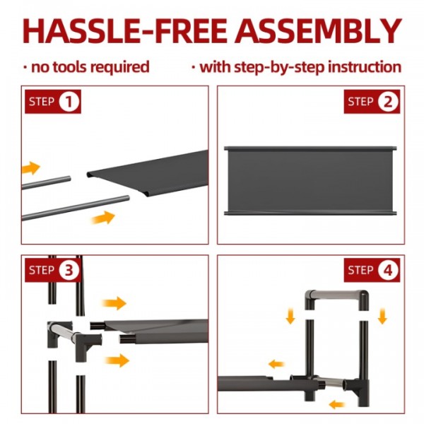 stusgo Shoe Rack for Closet, 3 Tier Shoe Organizer with 2 Hooks, Long Shoe Shelf Storage for Sneaker and Boot Stackable Free Standing Shoe Rack for Entryway, Garage, Small Spaces, Corridor