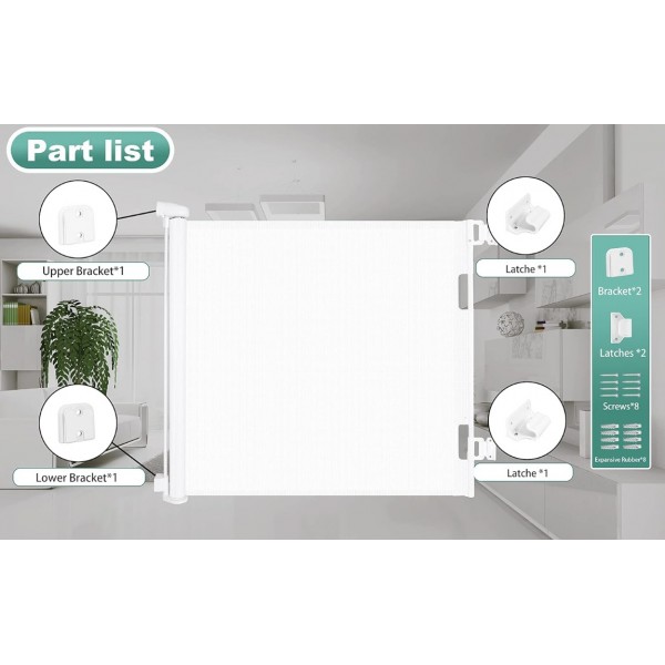 stusgo Retractable Baby Safety Gate 33 inch x55 inch -Durable Portable Mesh Baby Gate/ Dog Gate, Extra Wide Safety Gates 33 inch Tall, Extends up to 55 inch for Doorways, Stairs, Hallways,Banisters