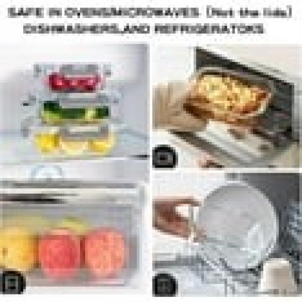 stusgo 20 Pack Glass Food Storage Containers with lids, Airtight Leak Glass Meal Prep Glass Containers, Lunch Glass Containers, BPA Free，Reusable for Kitchen Organization (10Pcs Black)