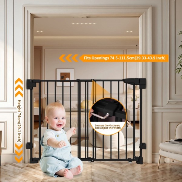 stusgo 29.33-43.9" Adjustable Width Baby Gate for Babies, Elders and Pets,Height 29.1 In (Black)