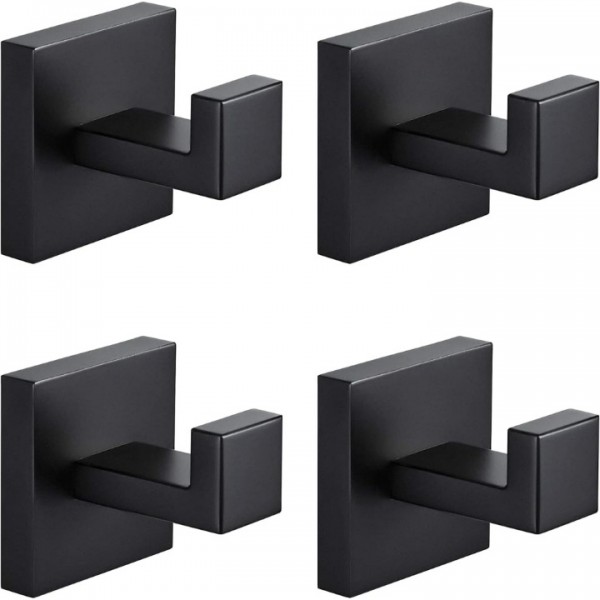 stusgo 4-Piece Set Matte Black Towel Hook Stainles...