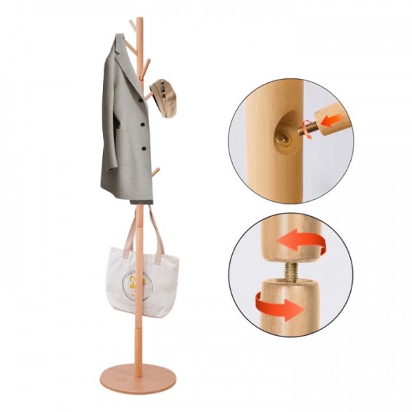 stusgo Coat Rack Freestanding,Wooden Coat Tree wit...