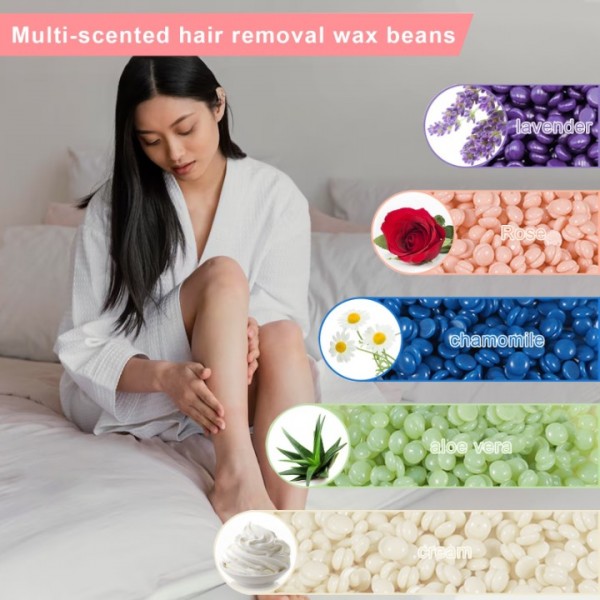 stusgo Pink Wax Melt Warmer Kit for Women Men Hair Removal,Waxing Kit with Wax Beans