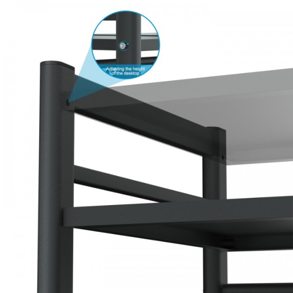 stusgo Extendable Microwave Shelf, Adjustable Toaster Oven Rack Kitchen Counter Top Organizer Stand, 3-Tier with 6 Hooks,110 lbs Weight Capacity, Black