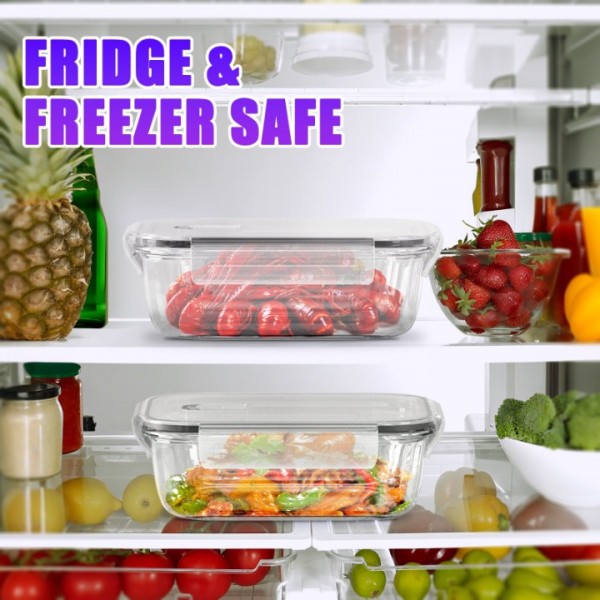 stusgo 20-Pc Superior Glass Food Storage Container Set (10 × 35 oz. Glass Containers + 10 × Airtight Locking Lids with Air Vent)Black