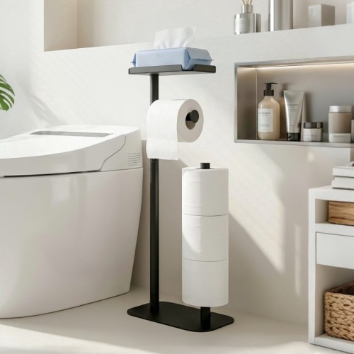 stusgo Black Toilet Paper Holder Free Standing wit...