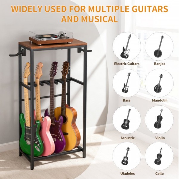 stusgo Multi Guitar Rack,Multi Instrument Guitar Stand for 7 Guitars,Guitars Display Rack with 2 Guitar Holders for Home,Stage,Studio, Black